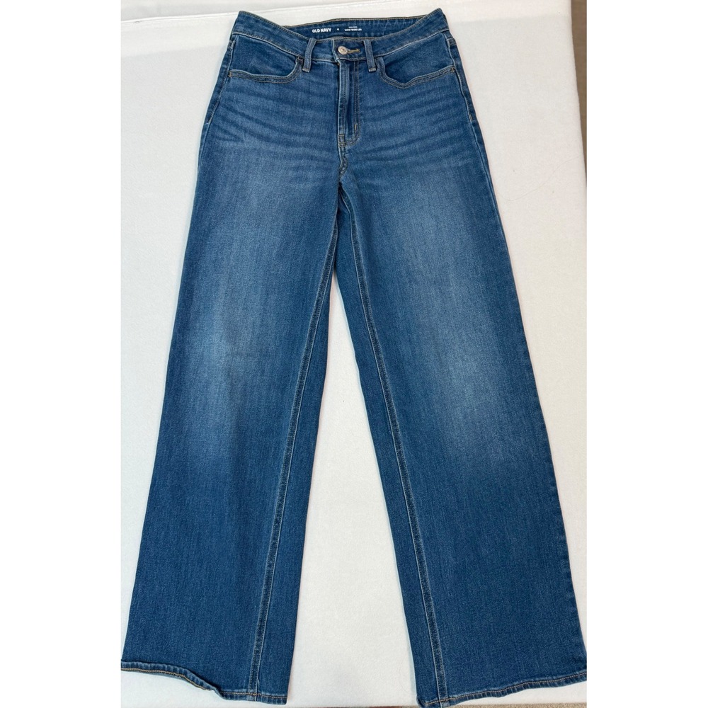 Old Navy Wow Wide Leg Jeans High Rise Medium Wash Blue Denim Size 4